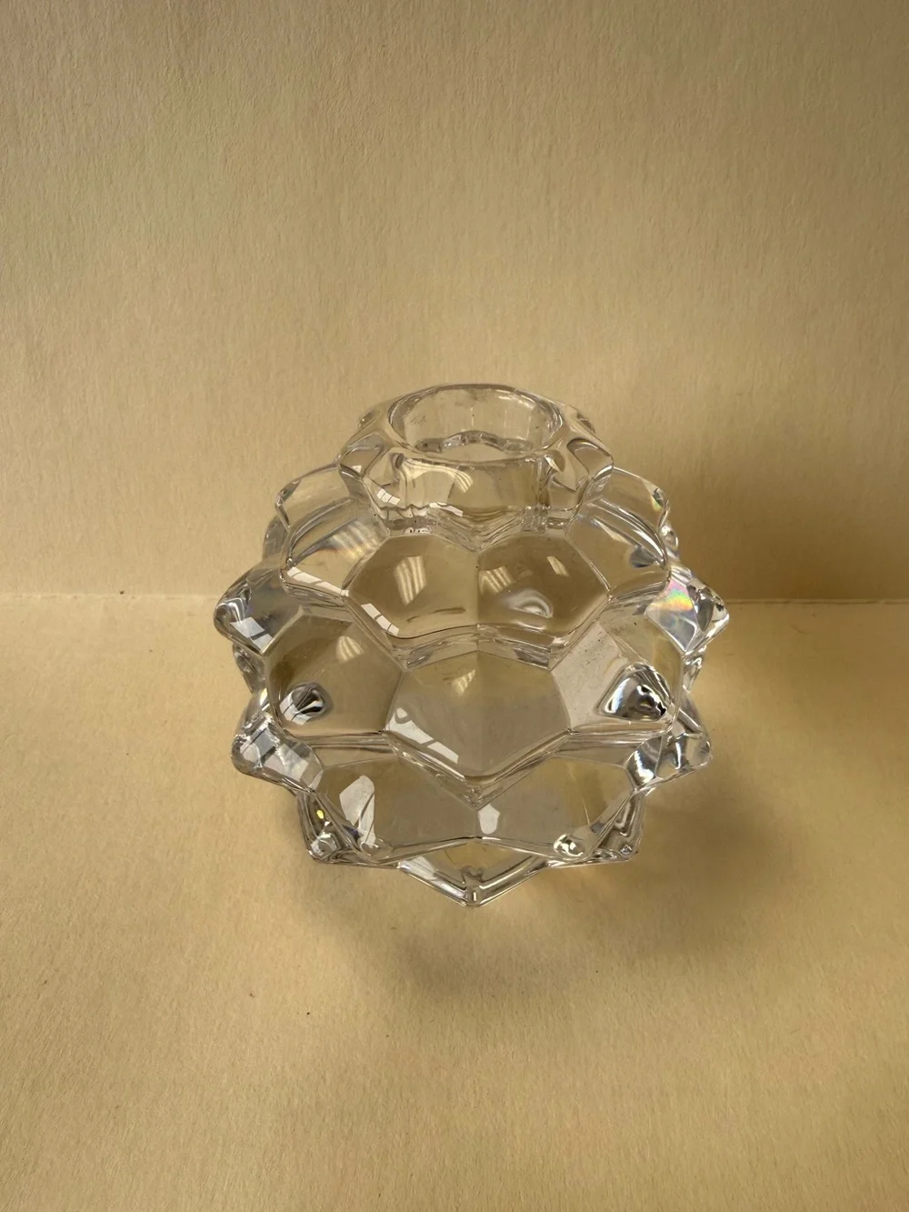 Tiffany & Co. Clear Crystal Glass Pinecone Candlestick Holder Paperweight.